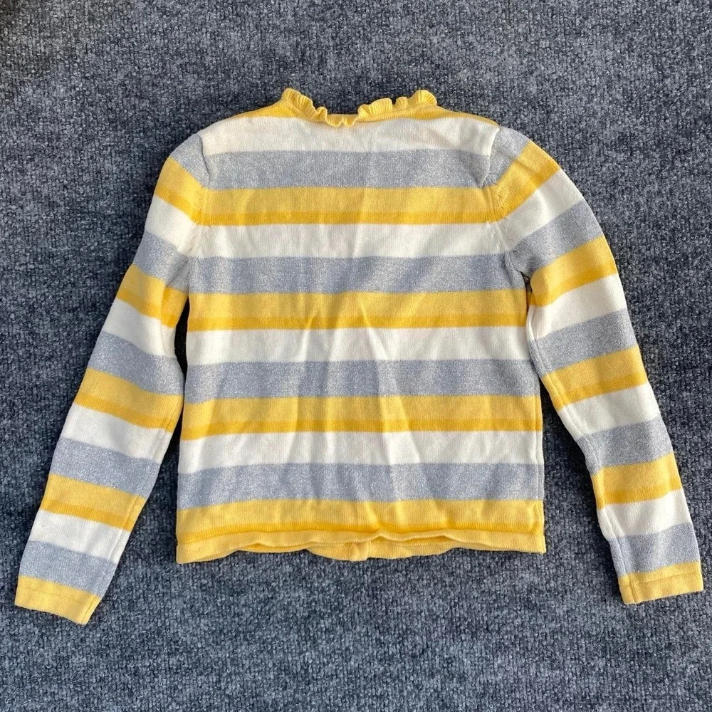GYMBOREE KIDS YELLOW WHITE GREY STRIPE CARDIGAN LONG SLEEVE COTTAGE BOHO